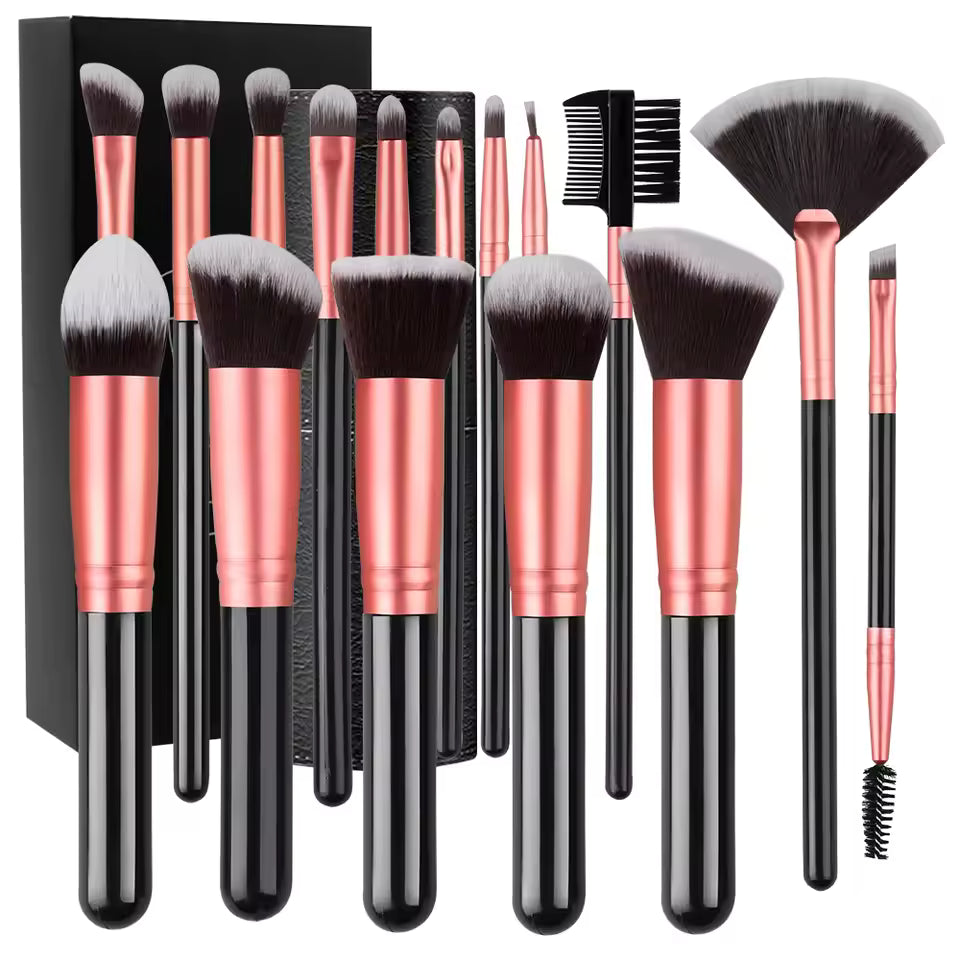 Beauty™ Pro Rose Black 15-Piece Makeup Brush Set